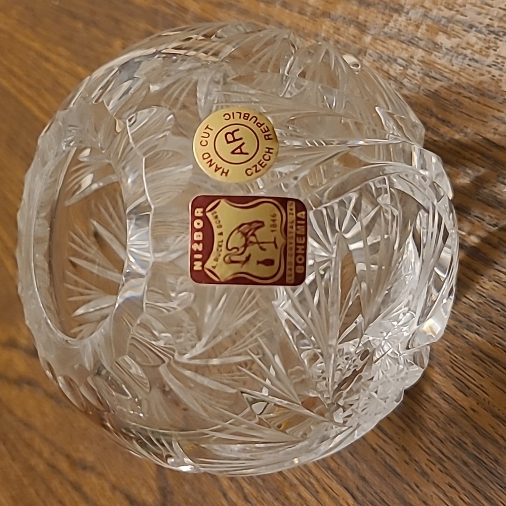 Rose bowl vase bohemia Lead Crystal 24% Hand Cut